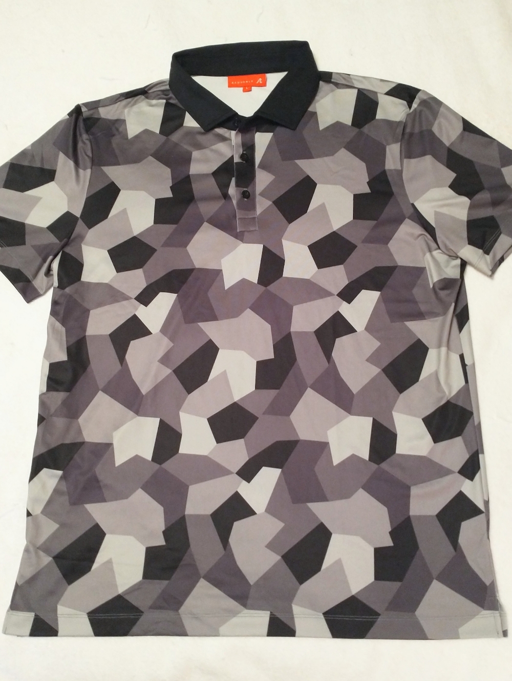 Redvanly‎ Polo Shirt Mens Large Grey Geometric Golf Performance Short Sleeve